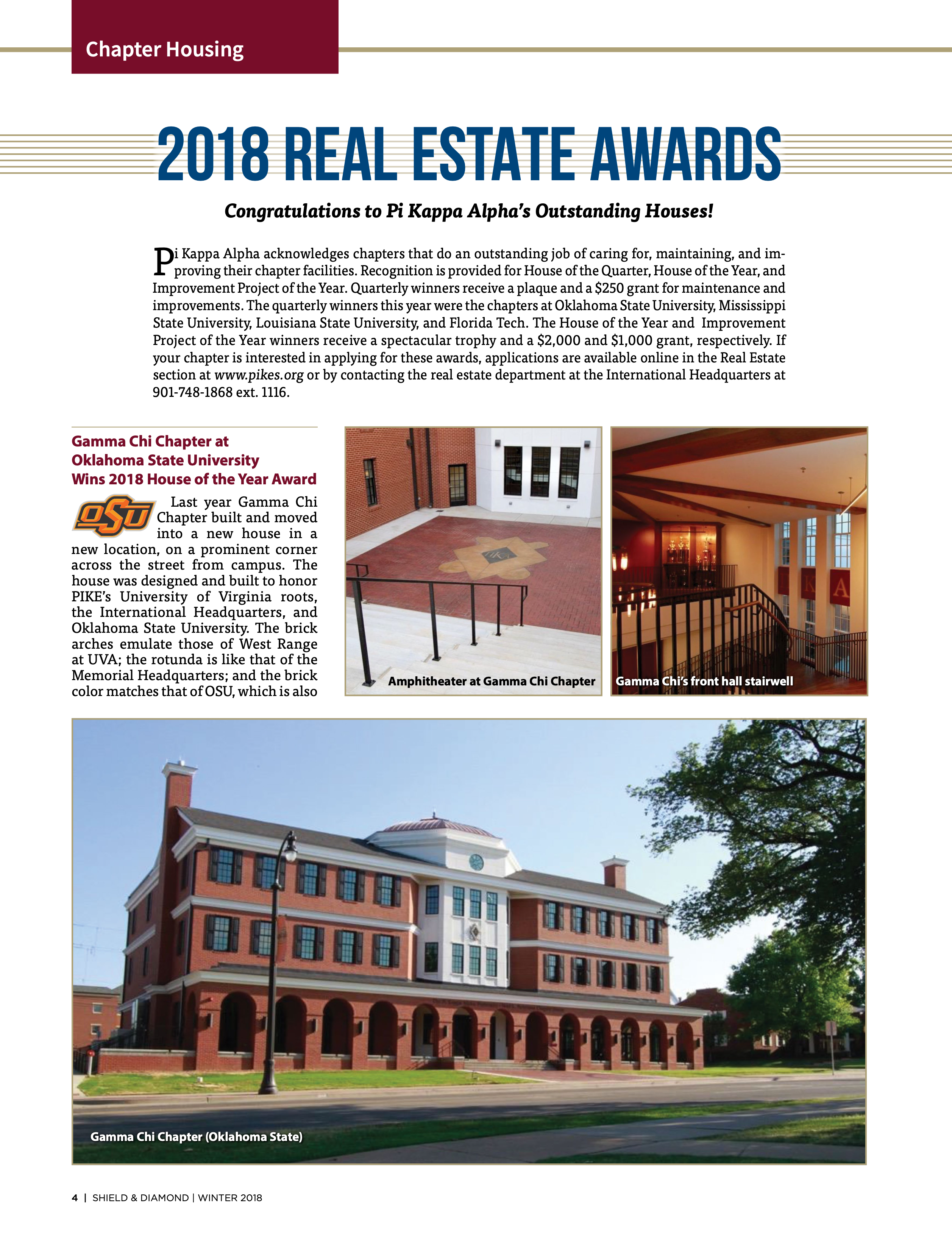 Chapter Housing: 2018 Real Estate Awards, Winter 2018